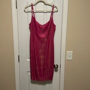Pink Plus Size Glitter Dress